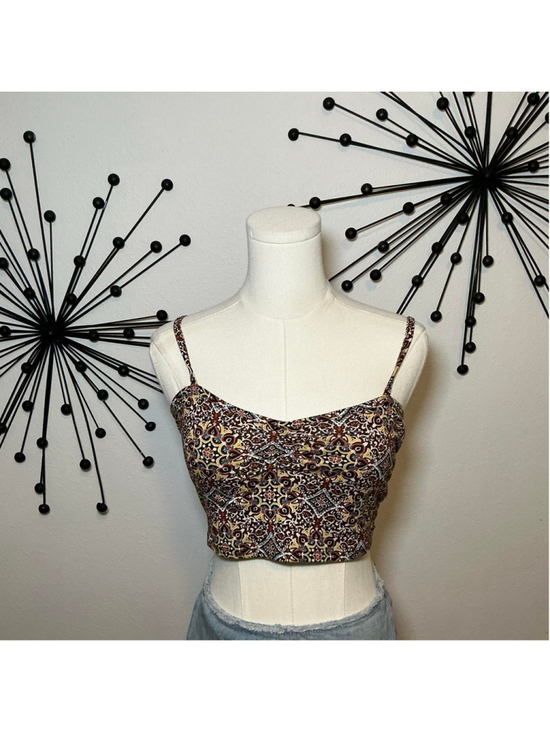 unbranded Tops - Earthbound Trading Co Boho Paisley Crop Cami Top M L Brown Festival